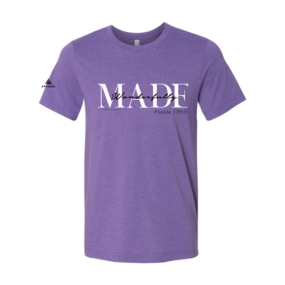 Psalm 139 Wonderfully MADE T-Shirt (Heather Team Purple)