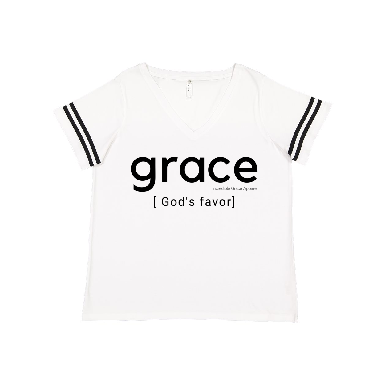Grace is God's Favor Women's Plus Size  Christian V-Neck (White)