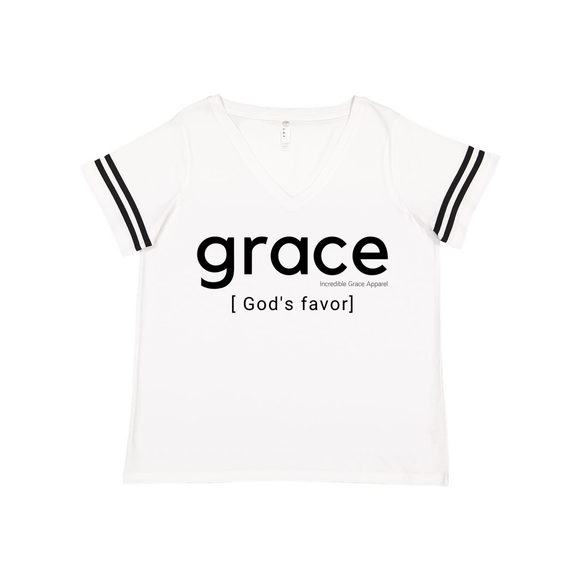 Grace is God's Favor Women's Plus Size V-Neck (White)