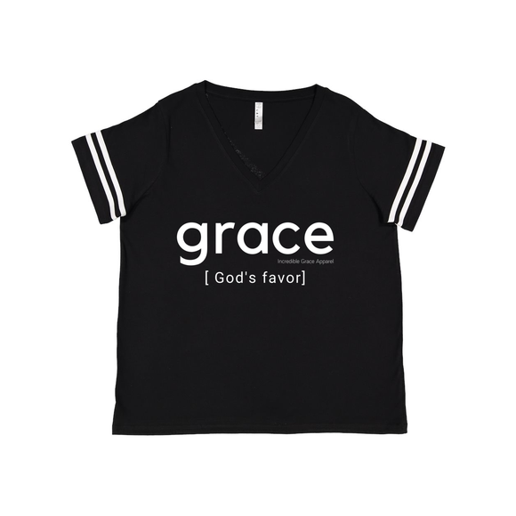 Grace is God's Favor Women's Plus Size V-Neck (Black)