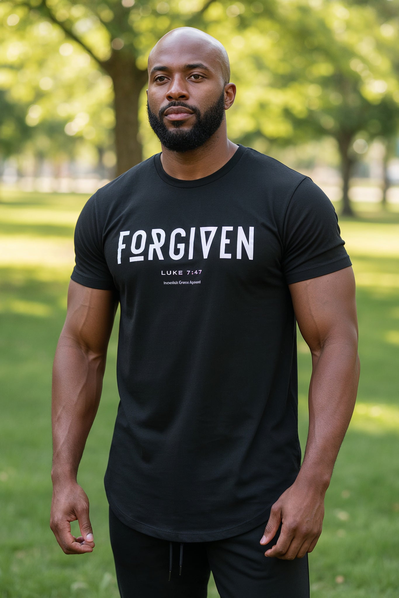FORGIVEN Curved Hem T-Shirt