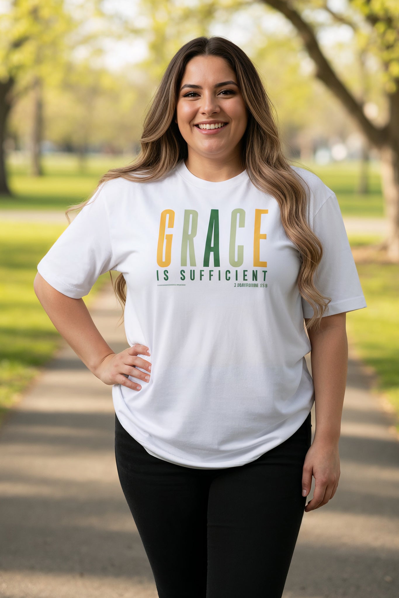 Grace is Sufficient Christian T-Shirt (Shades of Spring)