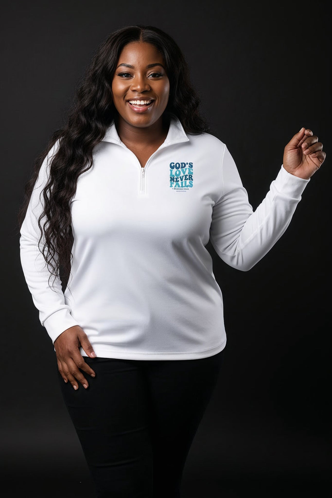 God's Love Never Fails Christian Quarter-Zip Pullover