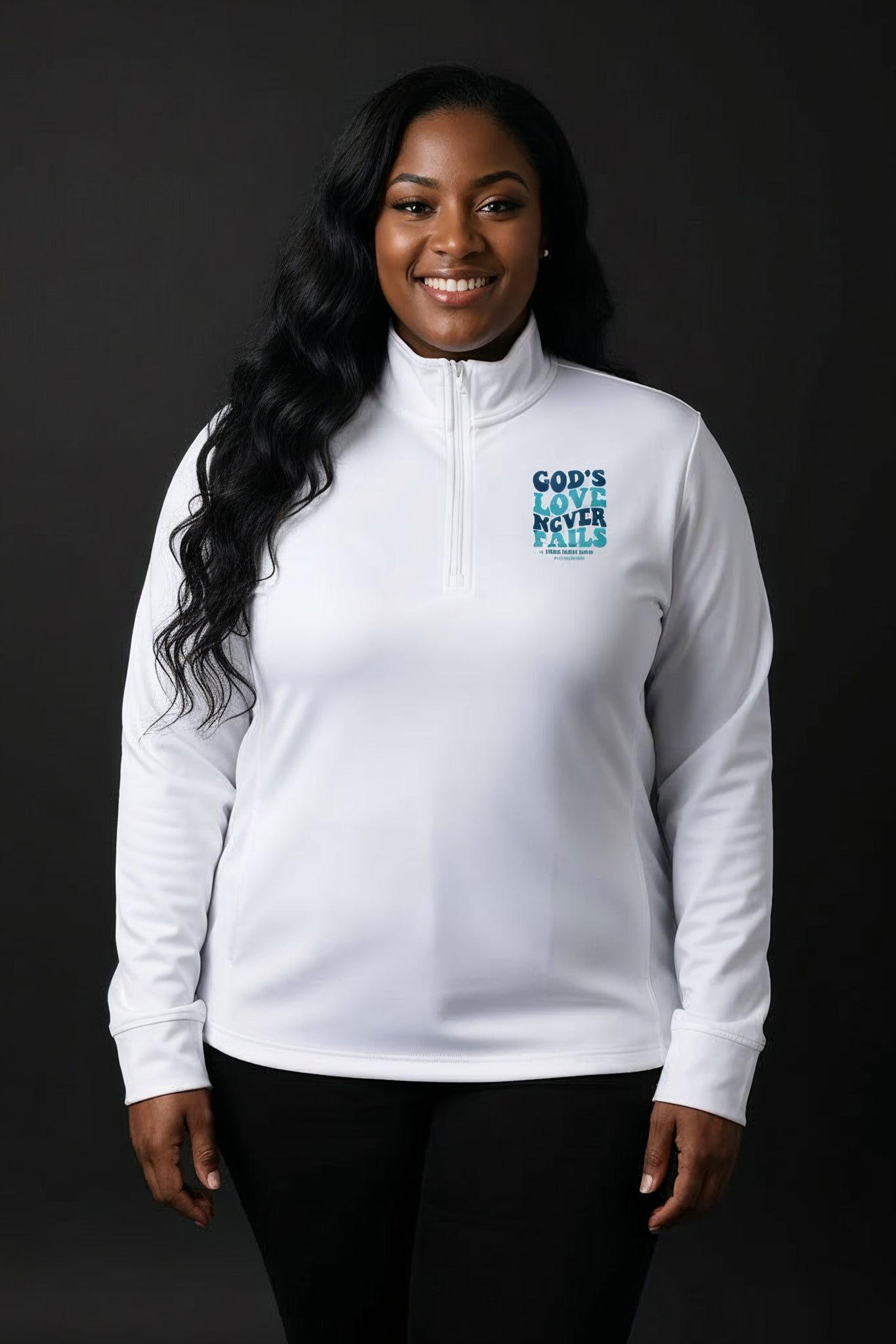 God's Love Never Fails Christian Quarter-Zip Pullover