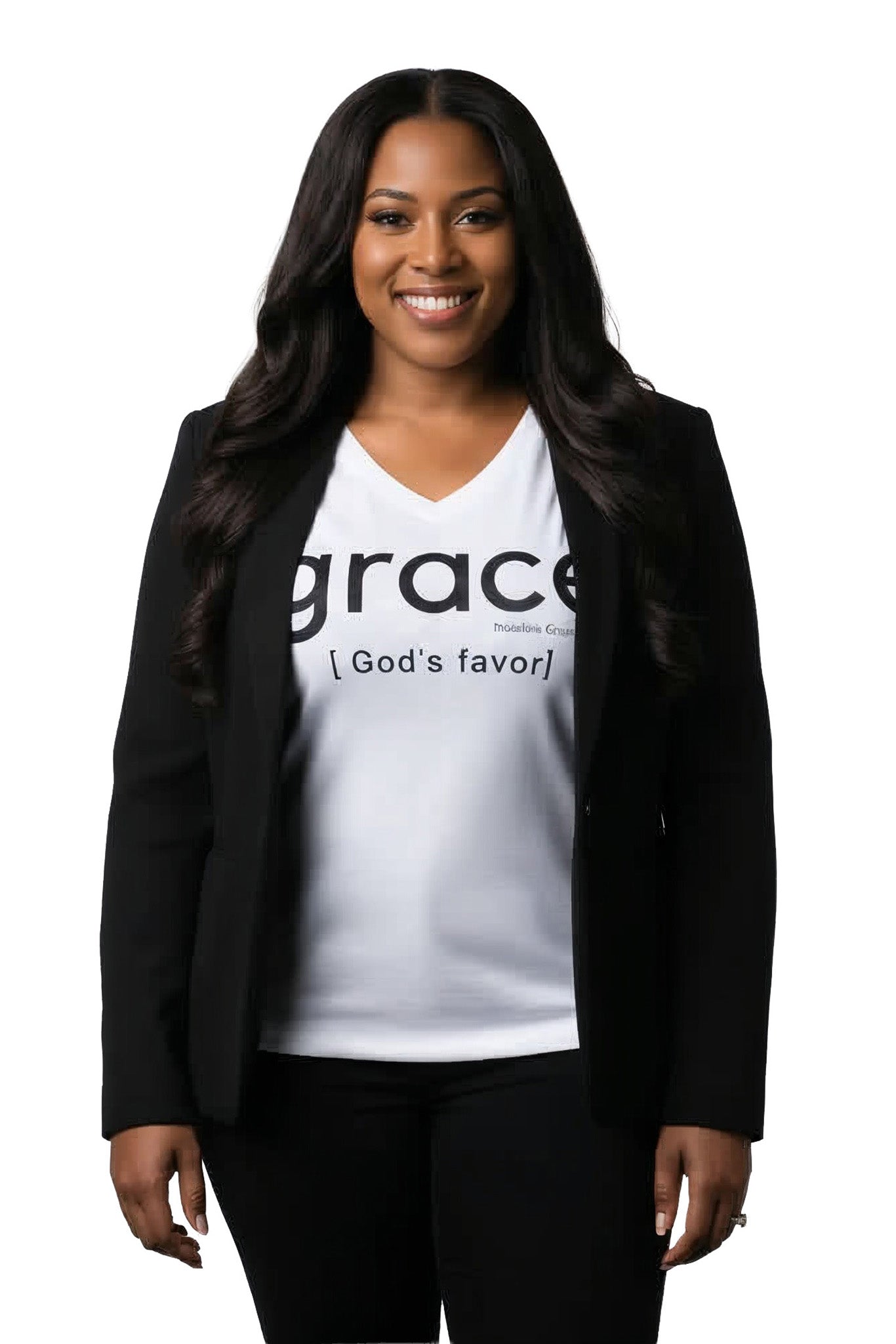 Grace is God's Favor Women's Plus Size  Christian V-Neck (White)