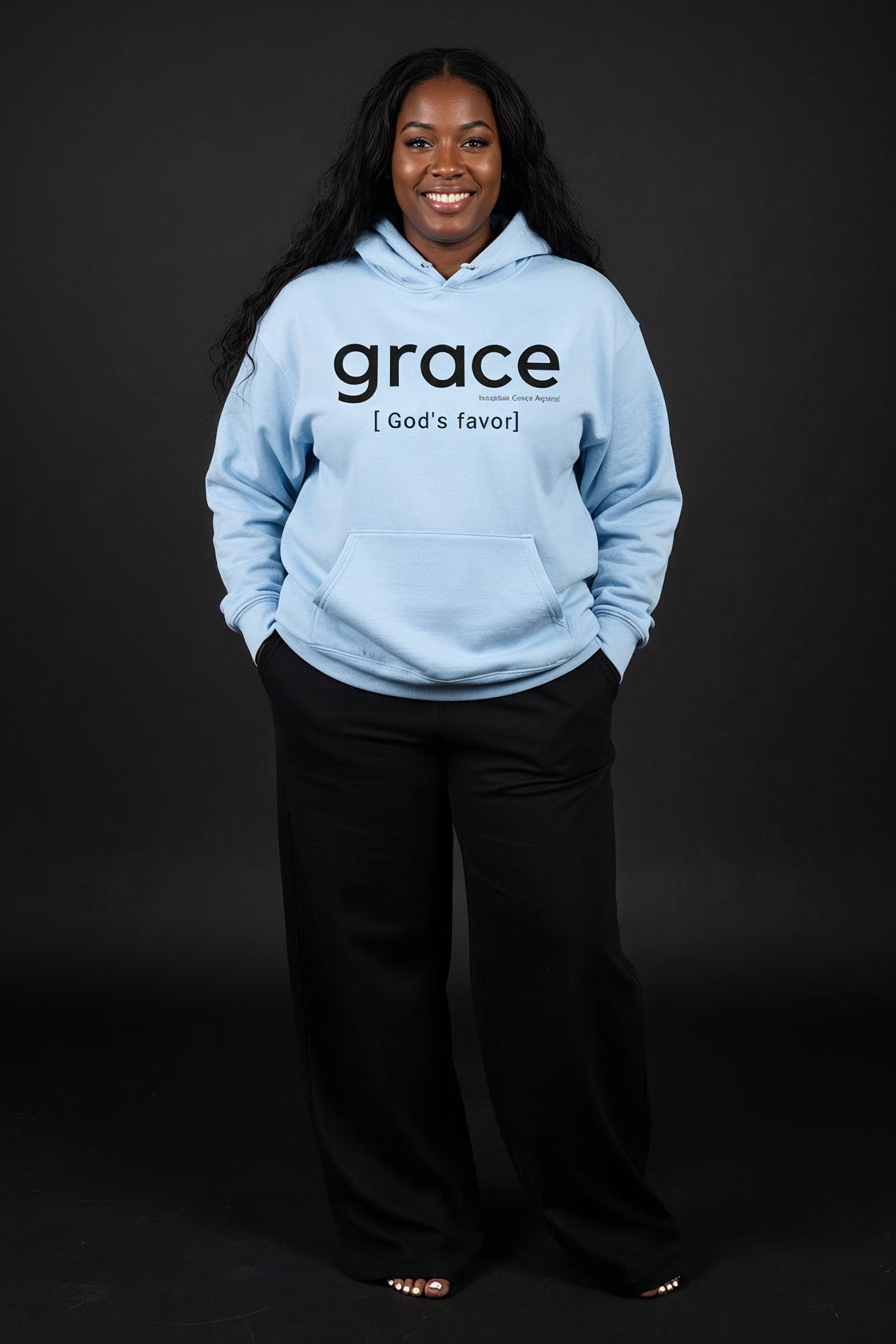 Grace is God's Favor Heavyweight Hoodie (Ice Blue)