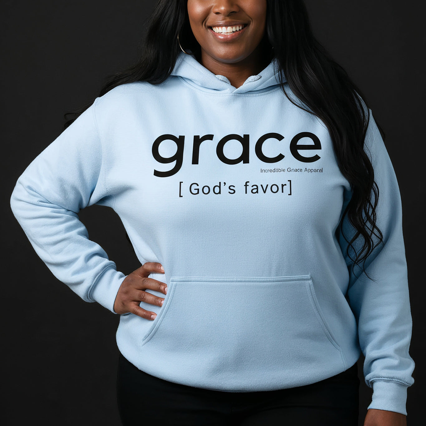 Grace is God's Favor Heavyweight Hoodie (Ice Blue)