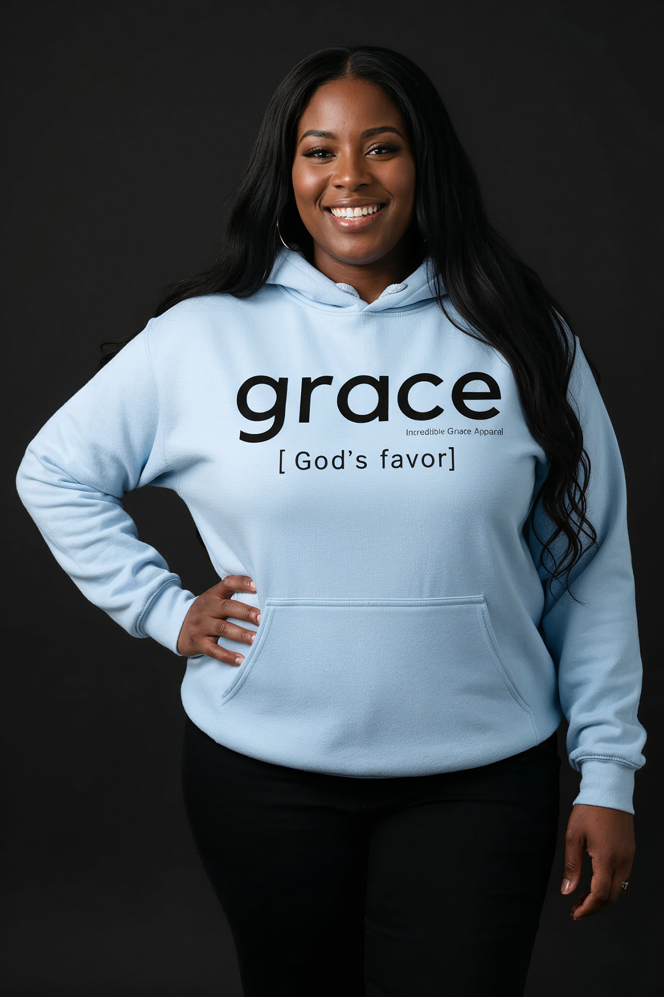Grace is God's Favor Heavyweight Hoodie (Ice Blue)