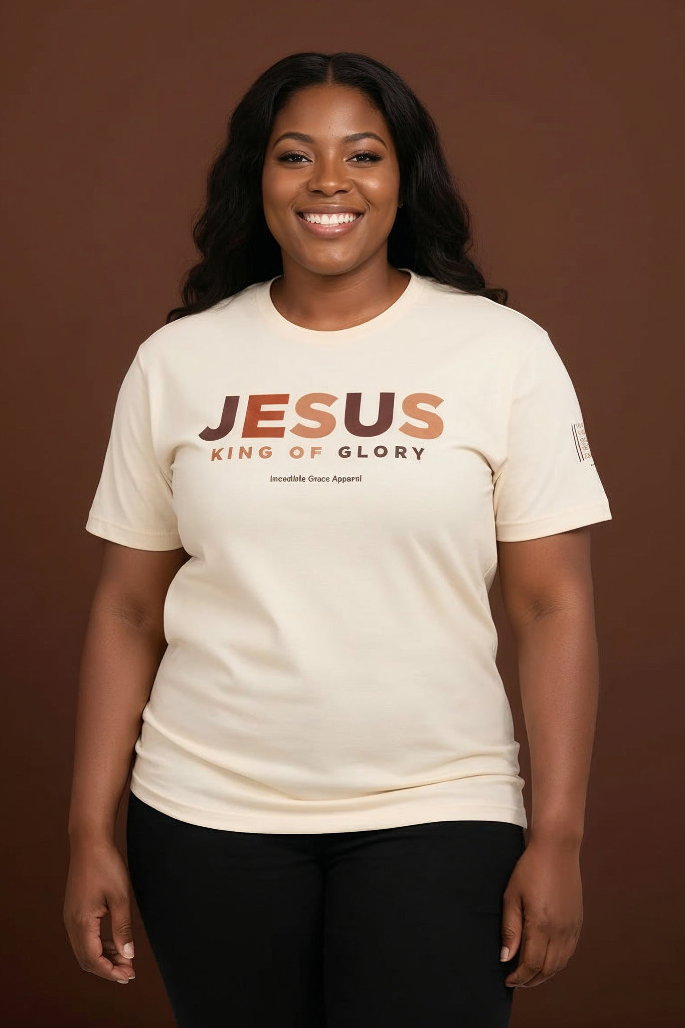 Jesus King of Glory T-Shirt (Natural/Autumn Multi-Color)
