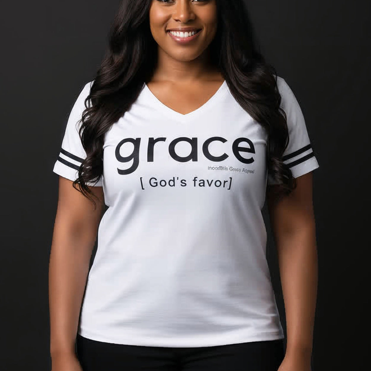 Grace is God's Favor Women's Plus Size V-Neck (White)