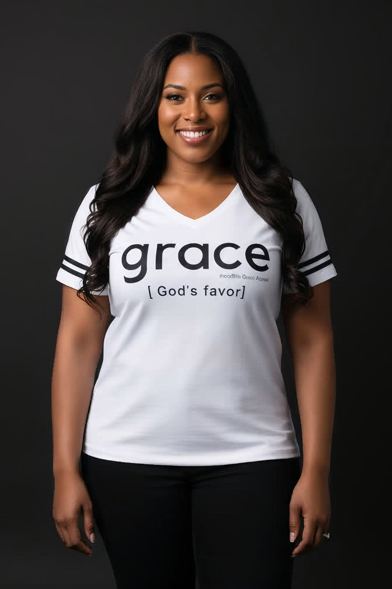 Grace is God's Favor Women's Plus Size  Christian V-Neck (White)