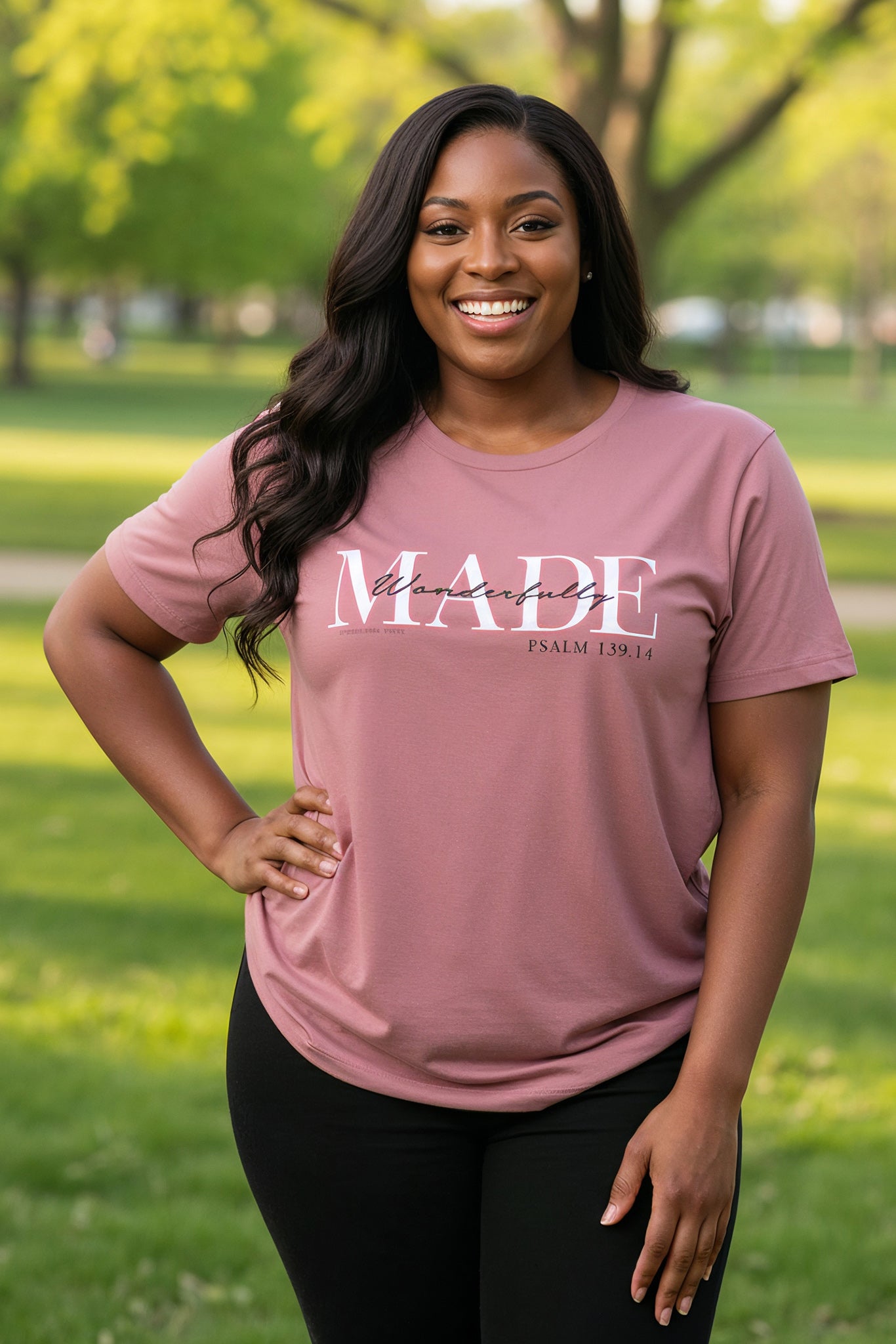 Psalm 139 Wonderfully MADE Christian T-Shirt (Mauve)