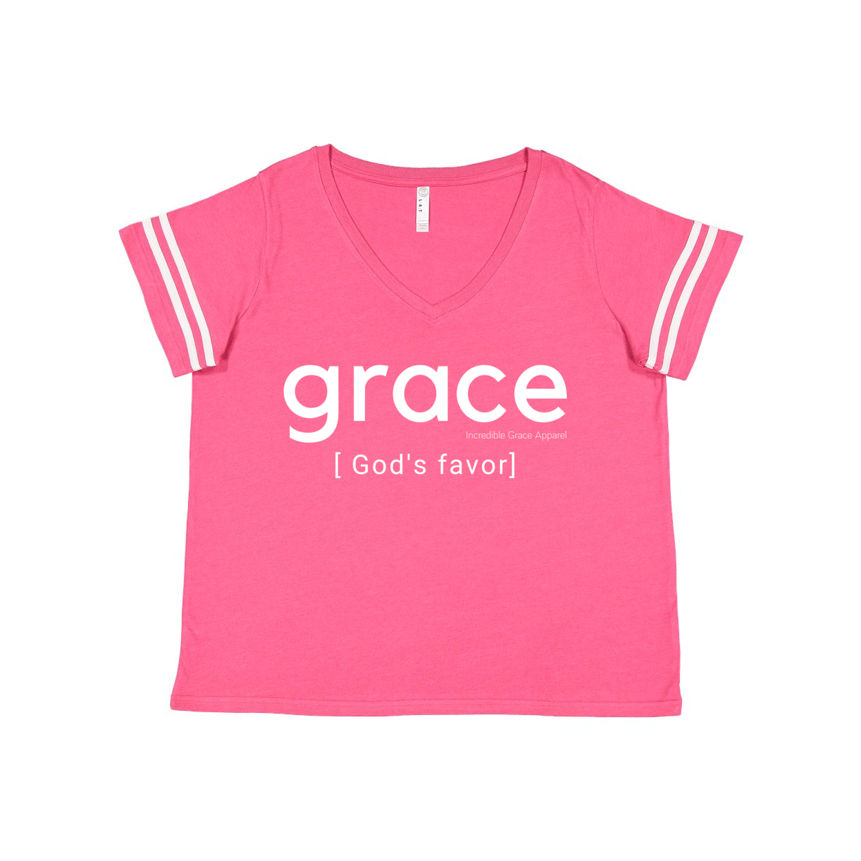 Grace is God's Favor Women's Plus Size Christian V-Neck (Vintage Hot Pink)