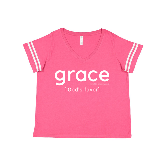 Grace is God's Favor Women's Plus Size V-Neck (Vintage Hot Pink)