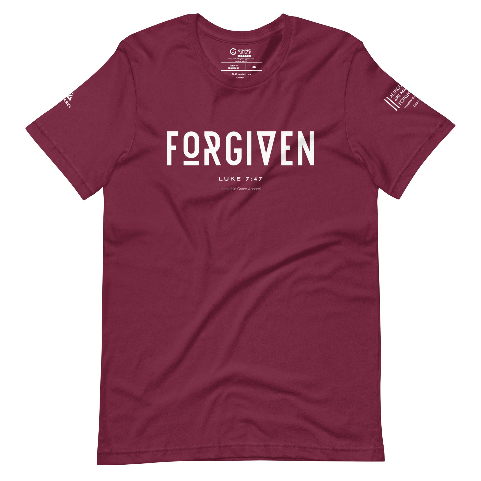 FORGIVEN Christian T-Shirt (Maroon)