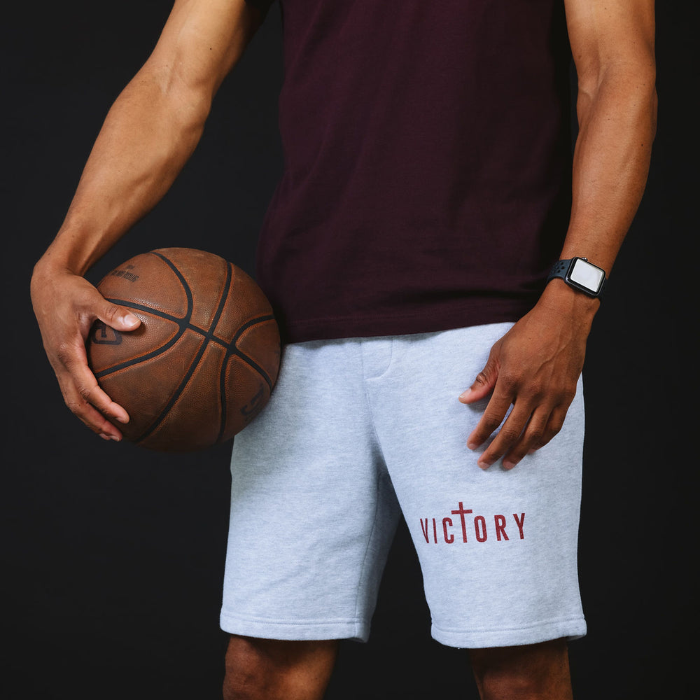 Victory Cross Men's Fleece Shorts (Maroon)