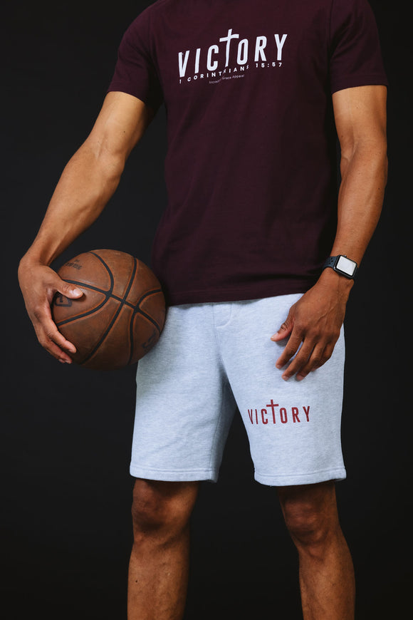 Victory Cross Men's fleece shorts (Maroon)