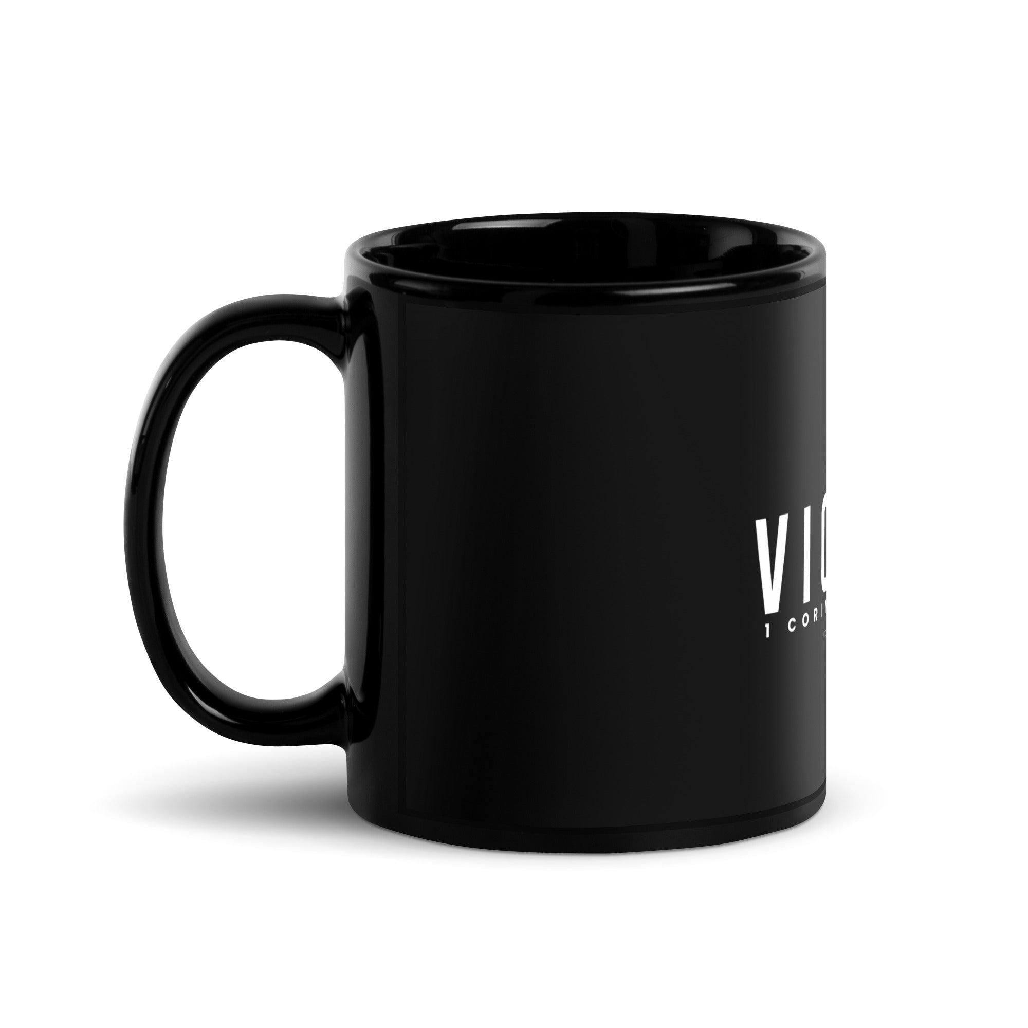 Victory Cross Black Glossy Mug