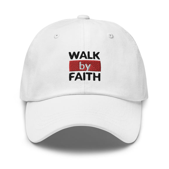 Walk by Faith Dad Hat (White)