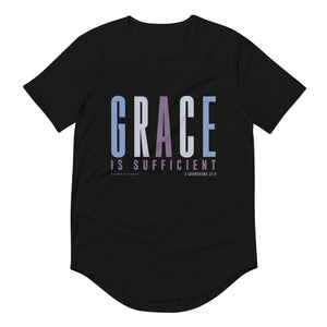 GRACE is Sufficient (Shades of Winter) Curved Hem T-Shirt